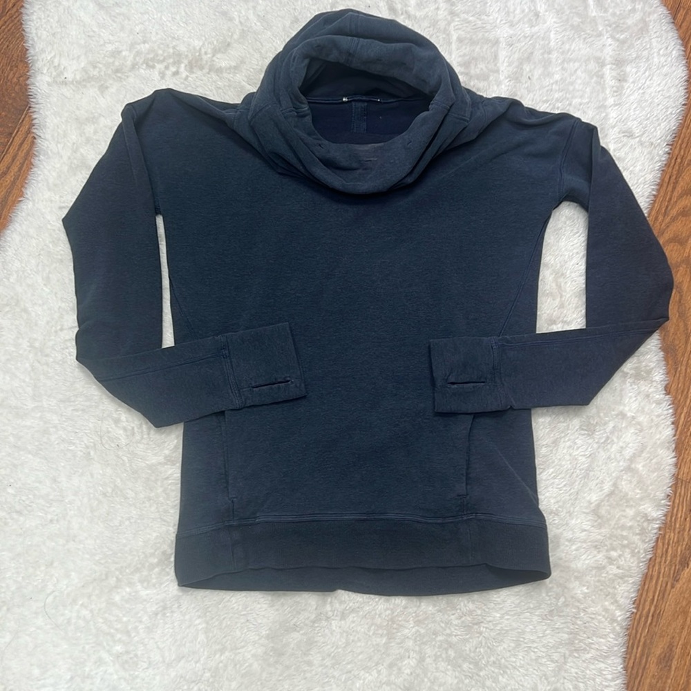 Lululemon Stressless Cowl Neck Funnel Hoodie Sweater (blue)